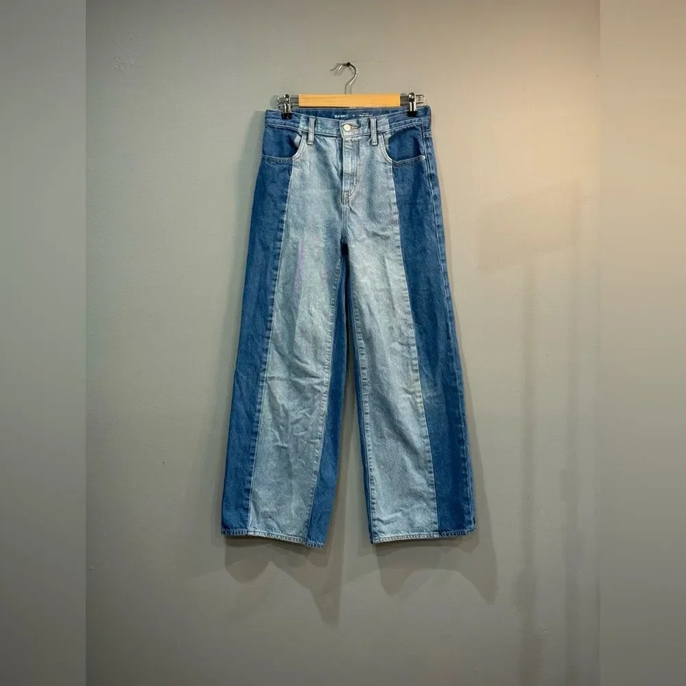 Girls’ Old Navy Two-Tone Baggy Wide Leg Jeans Size 18 VGUC